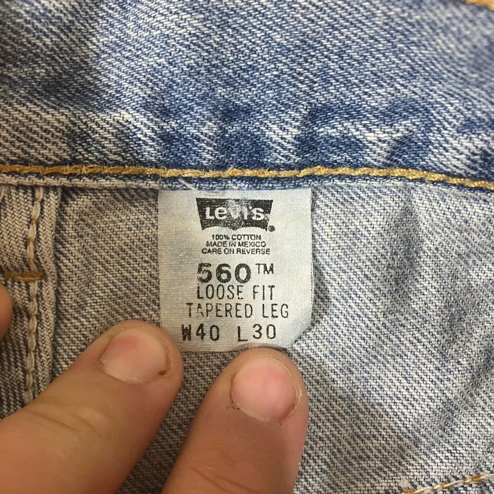Levis 560 Mens Loose Fit Tapered Leg Jeans Light Wash Blue 40x30 Vintage Style